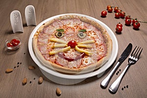 Pepperoni children`s pizza will see a smiley face