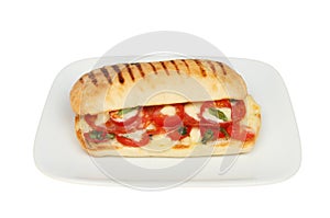 Pepperoni panini on a plate