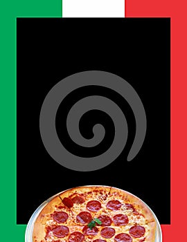 Pepperoni Pizza Flyer Sign with Green White Red