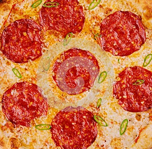 Pepperoni pizza. italian pizza background or texture