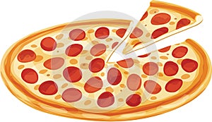 Pepperoni Pizza with Separated Slice