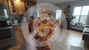 Pepperoni Pizza Slice in Kitchen