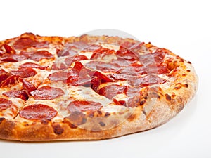 Pepperoni pizza on a white background