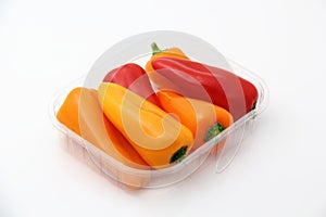Peppers in packing of plastic trasnparente photo
