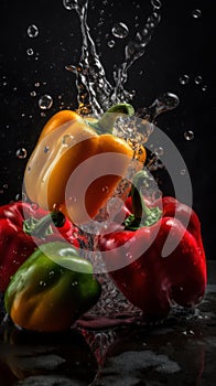 Peppers seamless background splash in water generative AI
