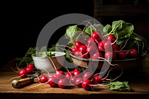 Peppery Red radishes. Generate Ai