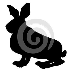 Peppy sitting hare. Silhouette. Vector illustration isolated on a white background