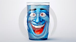 Pepsi glass with a cheerful face 3D on a white background. photo