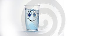 Pepsi glass with a cheerful face 3D on a white background. photo