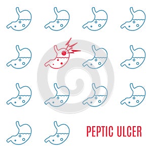 Peptic ulcer stomach icon patterned medical poster