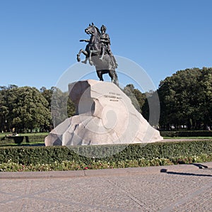 Pequestrian statue of Peter the Great on Senat square. photo
