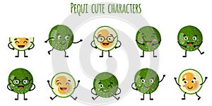 Pequi fruit cute funny cheerful characters with different poses and emotions photo