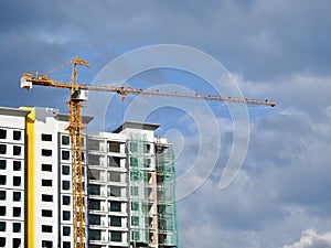 Perak, Malaysia- December 12, 2017 : Closeup of commercial building under construction at Meru, Perak. Selective focus and crop fr