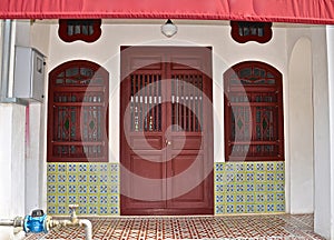 Peranakan shophouse with ornate tiling photo