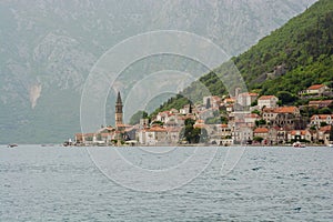 Perast city in the Boka Kotor Bay in Montenegro