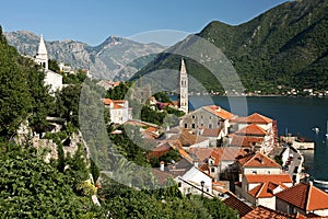 Perast and Lovcen mountain photo