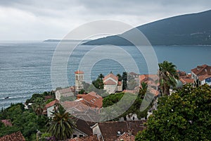 Perast, view on bay of Kotor, Montenegro