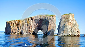 Perce Rock French rocher Perce, `pierced rock`