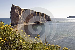Perce Rock Island at low tide