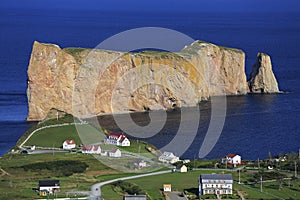 Perce Rock, panoramic aerial view, Quebec