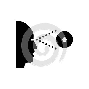 Black solid icon for Perceived, recognized and lens photo