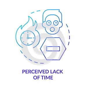 Perceived lack of time blue gradient concept icon