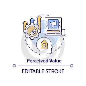 Perceived value concept icon photo