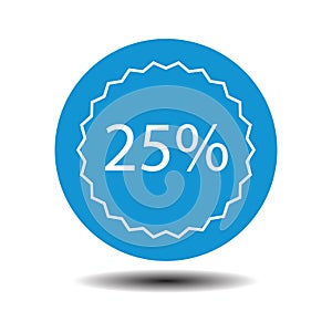 Percent 25% on blue button on white