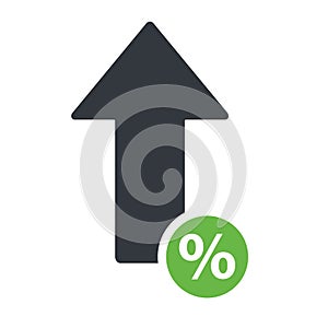 Percent arrow up line icon. Increase banking, finance, profit concept