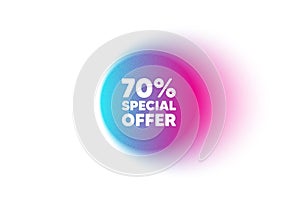 70 percent discount offer. Sale price promo sign. Color neon gradient circle banner. Vector photo