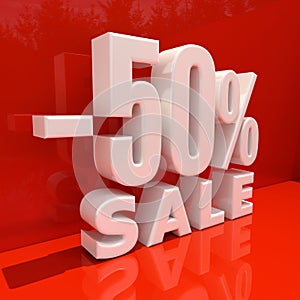 Percent Discount Sign, Sale Up to 50