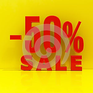 Percent Discount Sign, Sale Up to 50