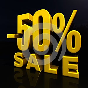 Percent Discount Sign, Sale Up to 50