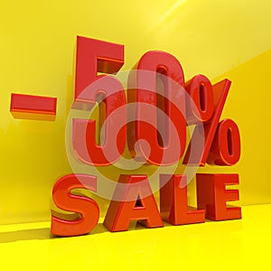 Percent Discount Sign, Sale Up to 50