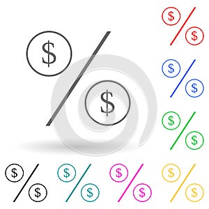 percent with dollar sign multi color style icon. Simple glyph, flat vector of finance icons for ui and ux, website or mobile