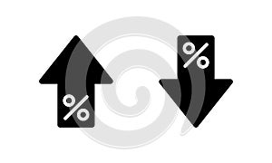 Percent growth and decline icon. Increase and decrease percentage arrow sign symbol