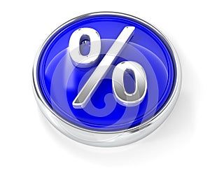 Percent icon on glossy blue round button