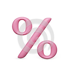 Percent icon. Pink 3D percentage sign. Big sale and discount symbol