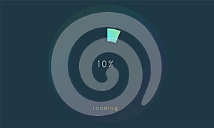 10 percent loading user interface, A Futuristic loading icon, colorful loading tap menu UI, use for Download progress, web design