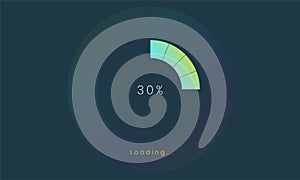 30 percent loading user interface, A Futuristic loading icon, colorful loading tap menu UI, use for Download progress, web design