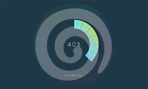 40 percent loading user interface, A Futuristic loading icon, colorful loading tap menu UI, use for Download progress, web design