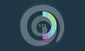 50 percent loading user interface, A Futuristic loading icon, colorful loading tap menu UI, use for Download progress, web design