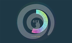 60 percent loading user interface, A Futuristic loading icon, colorful loading tap menu UI, use for Download progress, web design