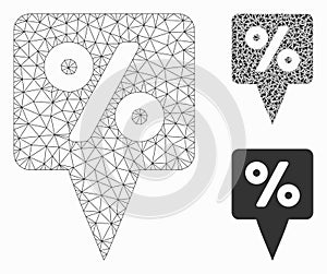 Percent Map Pointer Vector Mesh Wire Frame Model and Triangle Mosaic Icon