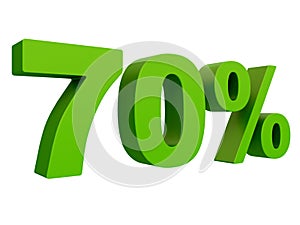Porcentaje de descuento %.  tridimensional verde aislado sobre fondo blanco  una imagen tridimensional creada usando un modelo de computadora 