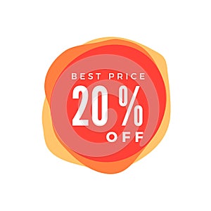 20 Percent Off Discount Sticker. Sale red tag Isolated on white background. Discount Offer Price Label. Vector