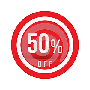 50 percent off - red sale stamp - special offer sign. Vector illustration