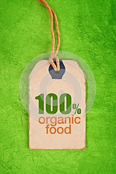 100 Percent Organic Food on Price Label Tag