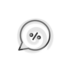 Percent price off discount in a speech bubble icon. Promo badge for advertising design concept isolated modern outline on white