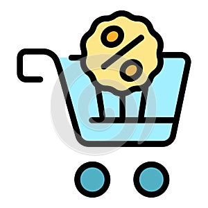 Percent sale cart icon vector flat